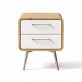 Modern nightstand with wooden frame and two drawers in white finish