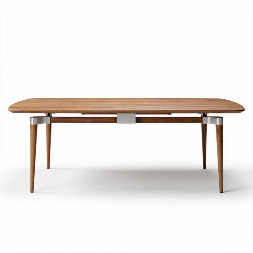 Wooden coffee table with metal accents in natural finish 150 x 75 x 40cm