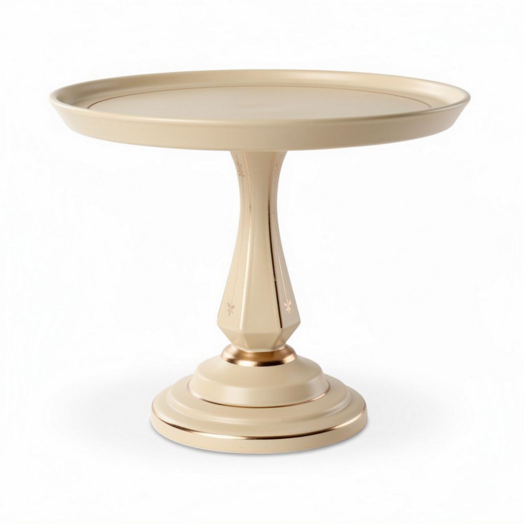 Ceramic cake stand in cream color with gold accents 30 x 30 x 15cm