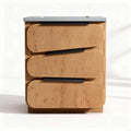 Bamboo storage cabinet with three drawers and gray top 40 x 35 x 80cm
