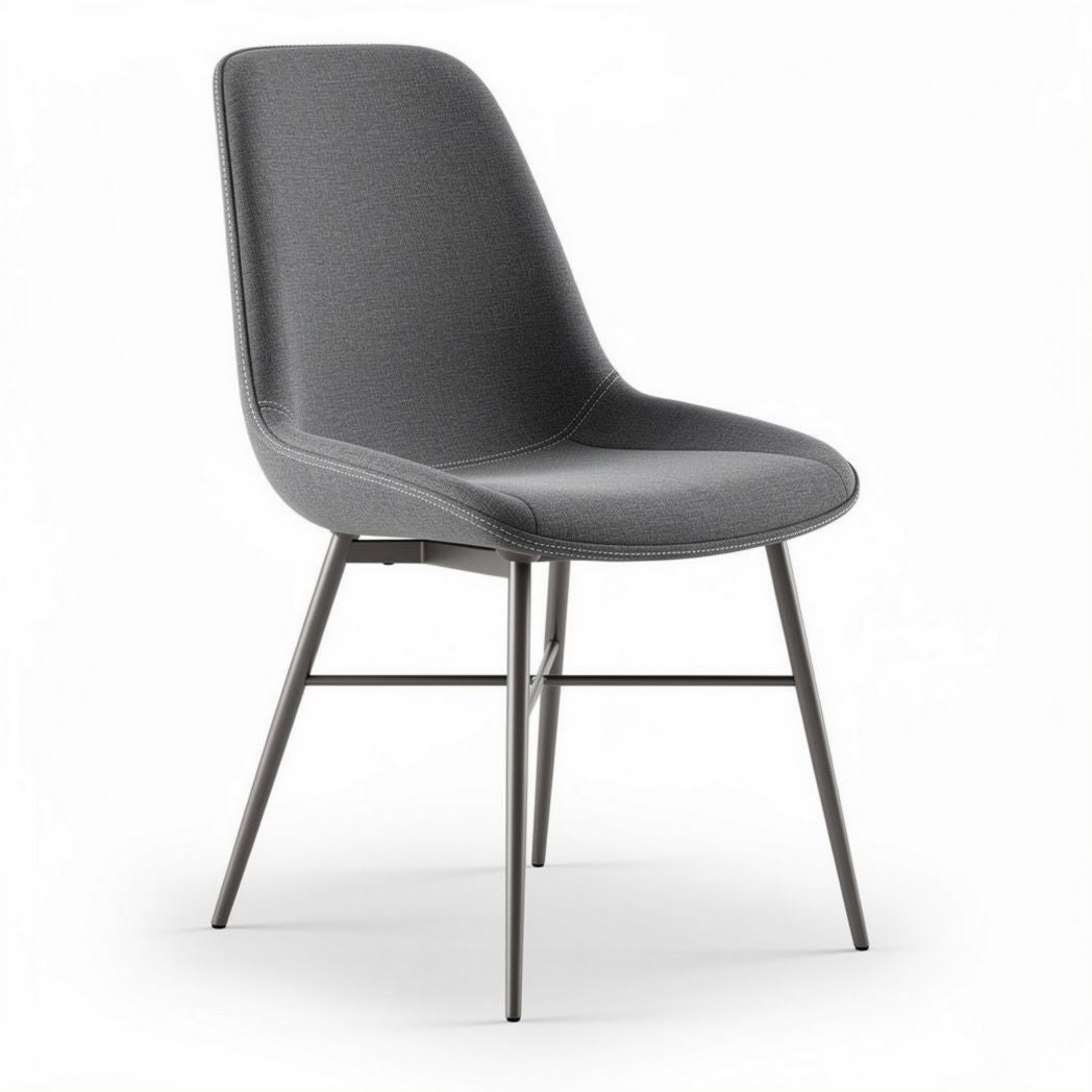 Gray fabric dining chair with metal legs for home and office use 45 x 50 x 80cm