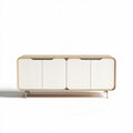 Modern wooden sideboard with ribbed doors and metal legs 160 x 45 x 75cm